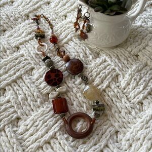 Bohemian Beaded Chunky Statement Necklace and Earring Set